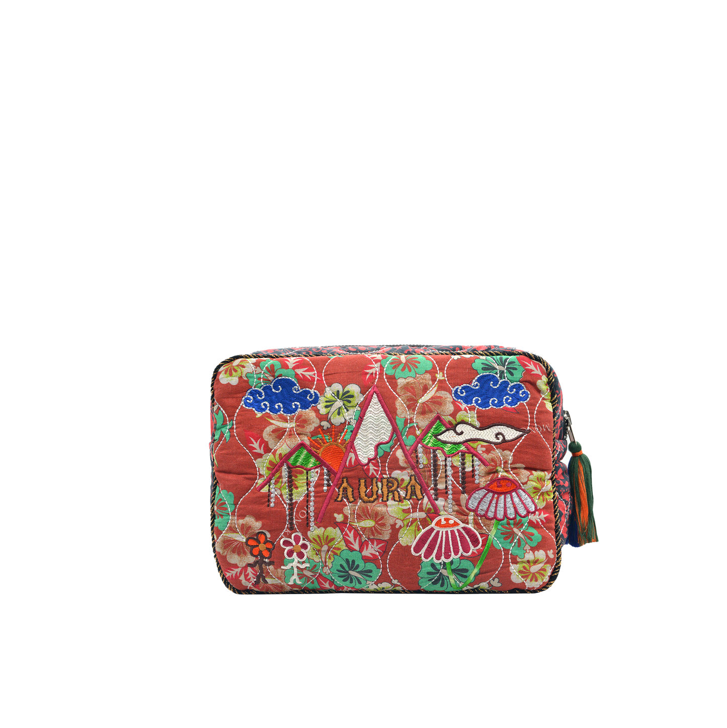 AURA BIG POUCH - TERRACOTA & BLACK