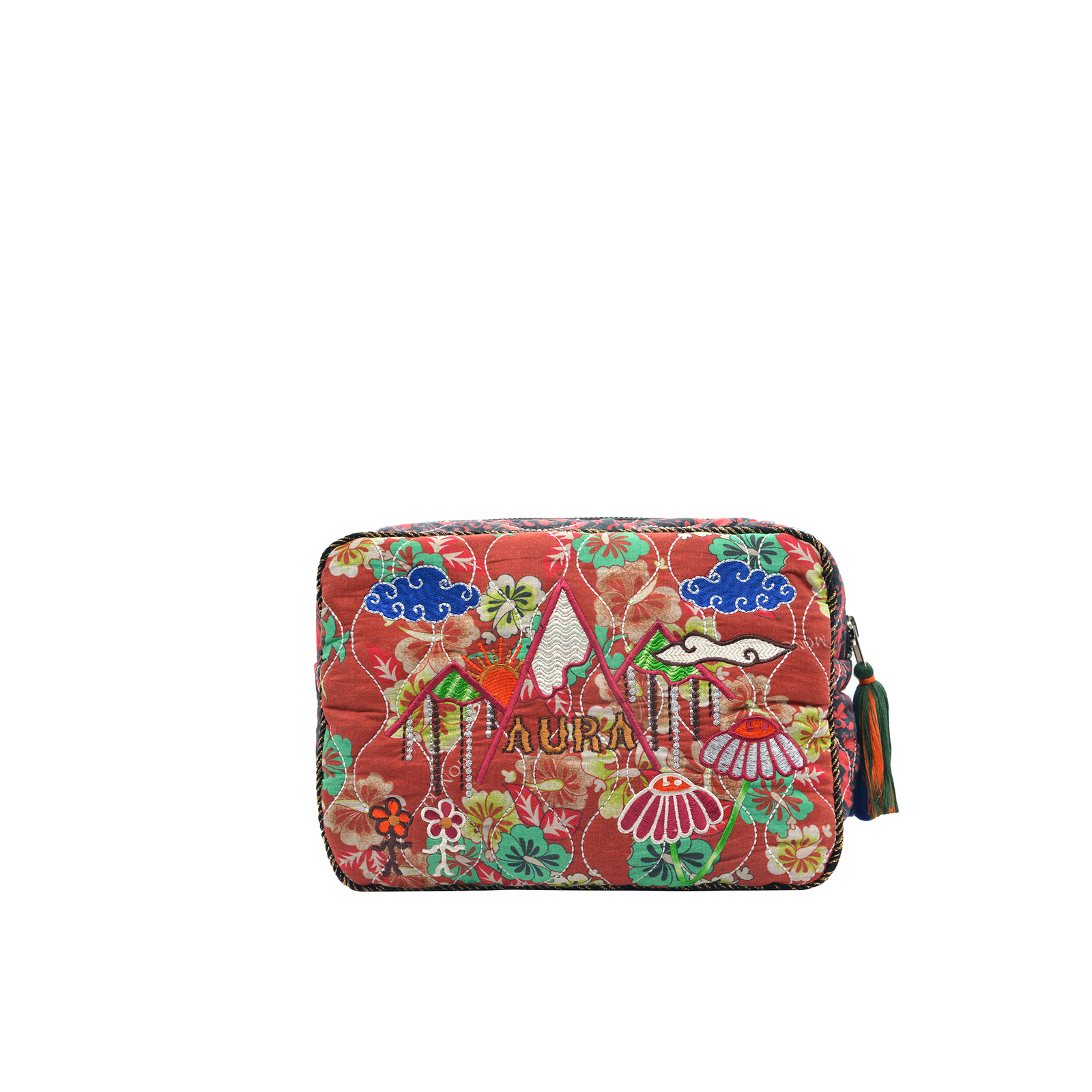 AURA BIG POUCH - TERRACOTA & BLACK