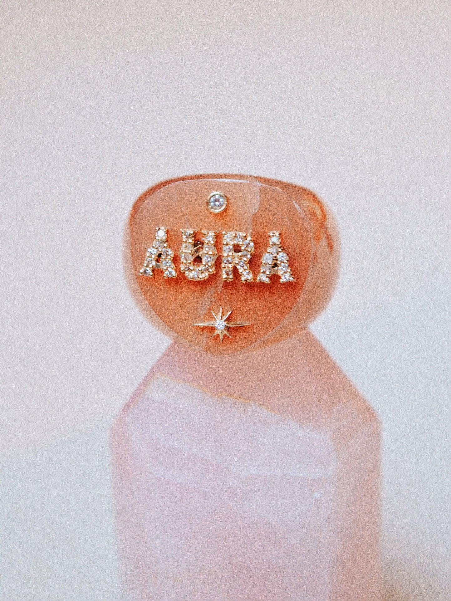 AURA RING - PEACH MOONSTONE