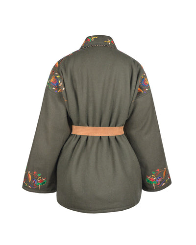 PEACOCK KIMONO - KHAKI
