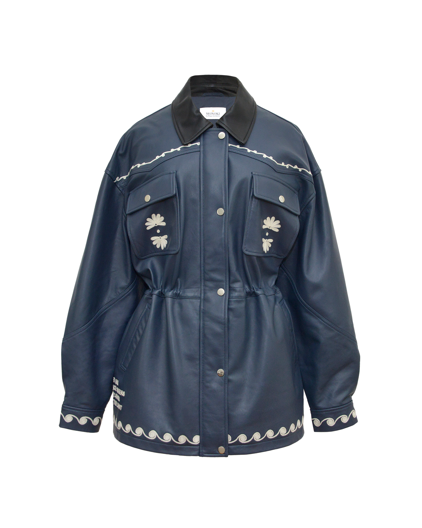 DUTTON LEATHER JACKET - NAVY