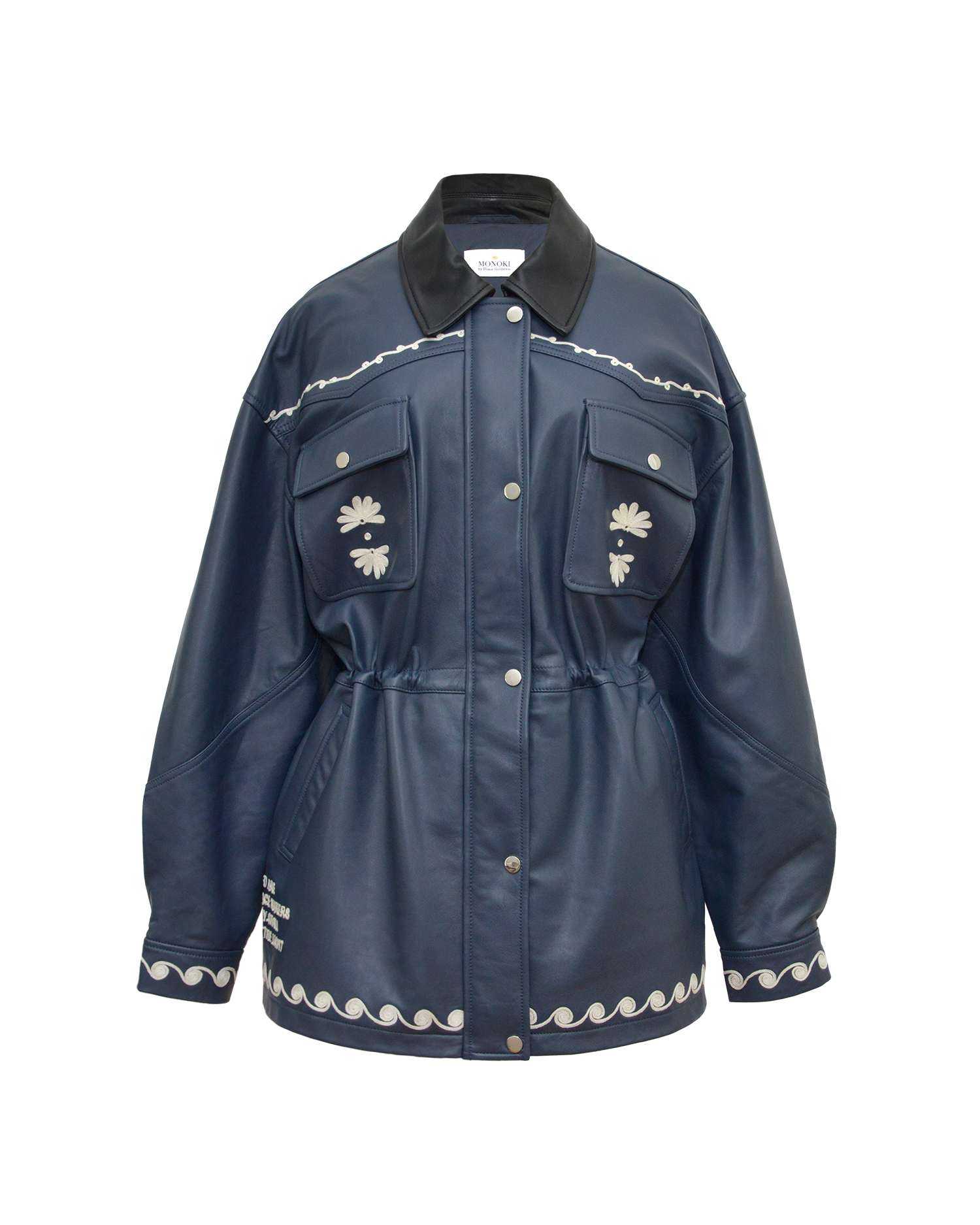 DUTTON LEATHER JACKET - NAVY
