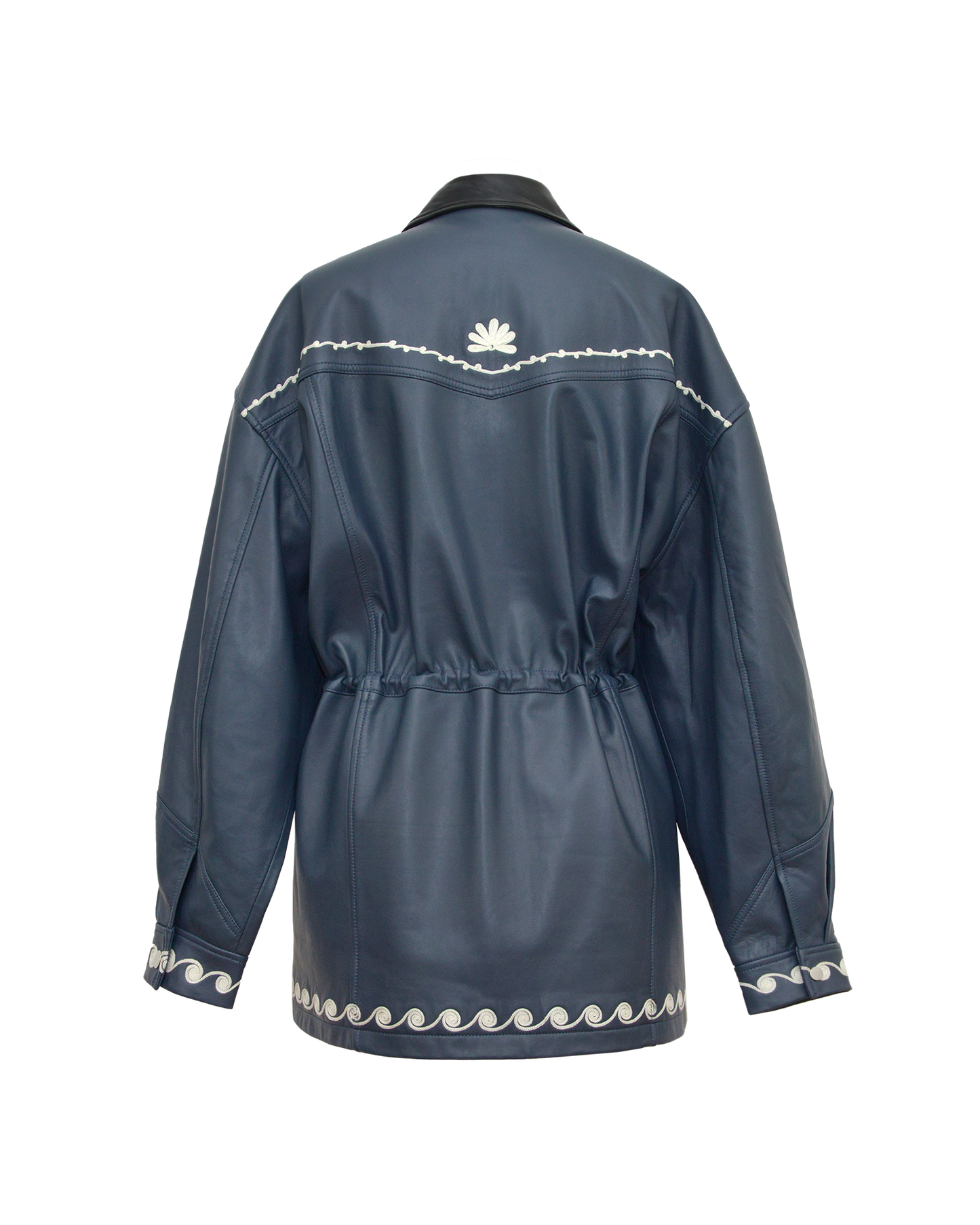 DUTTON LEATHER JACKET - NAVY