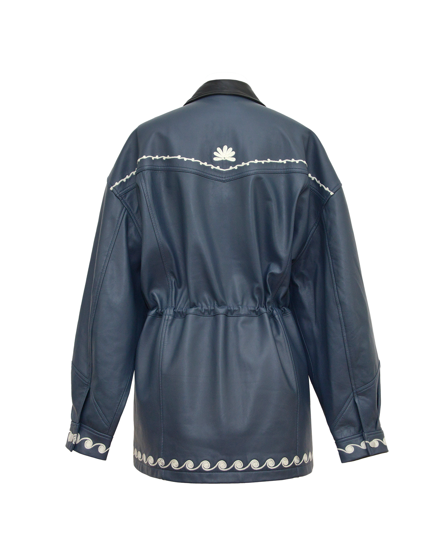 DUTTON LEATHER JACKET - NAVY