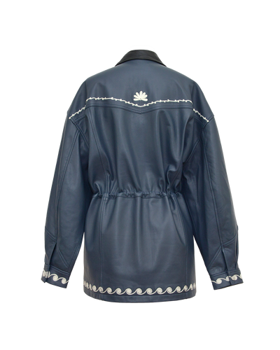 DUTTON LEATHER JACKET - NAVY