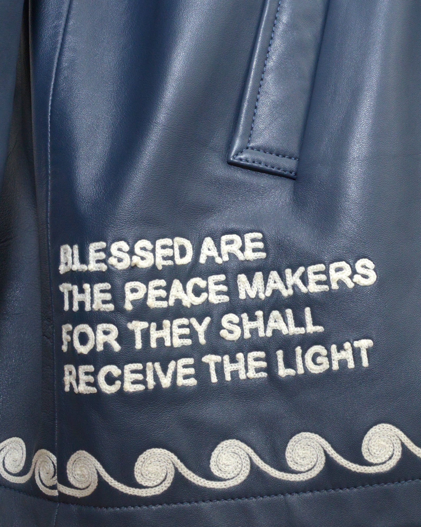 DUTTON LEATHER JACKET - NAVY