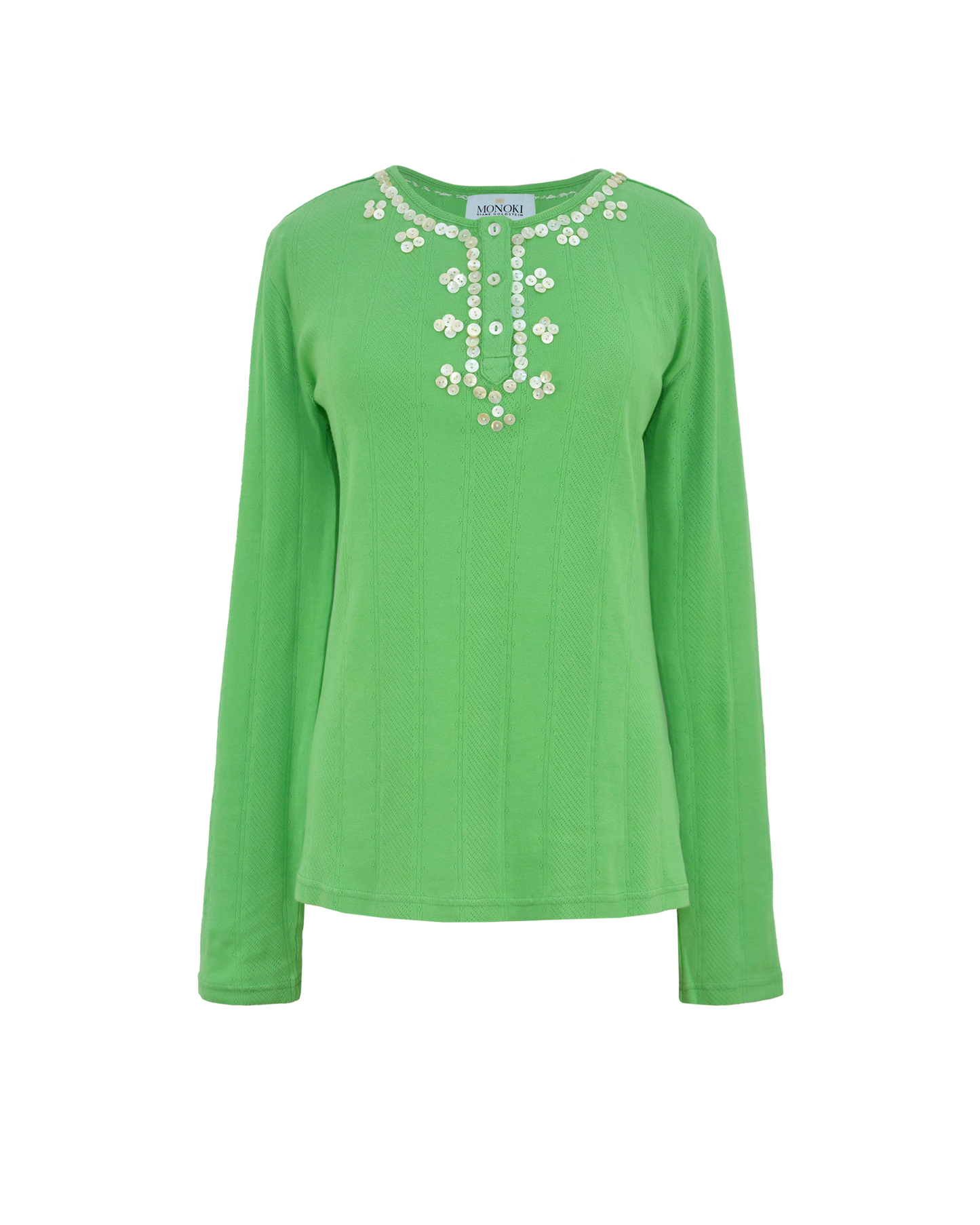 POINTELLE SKIN TEE - GREEN