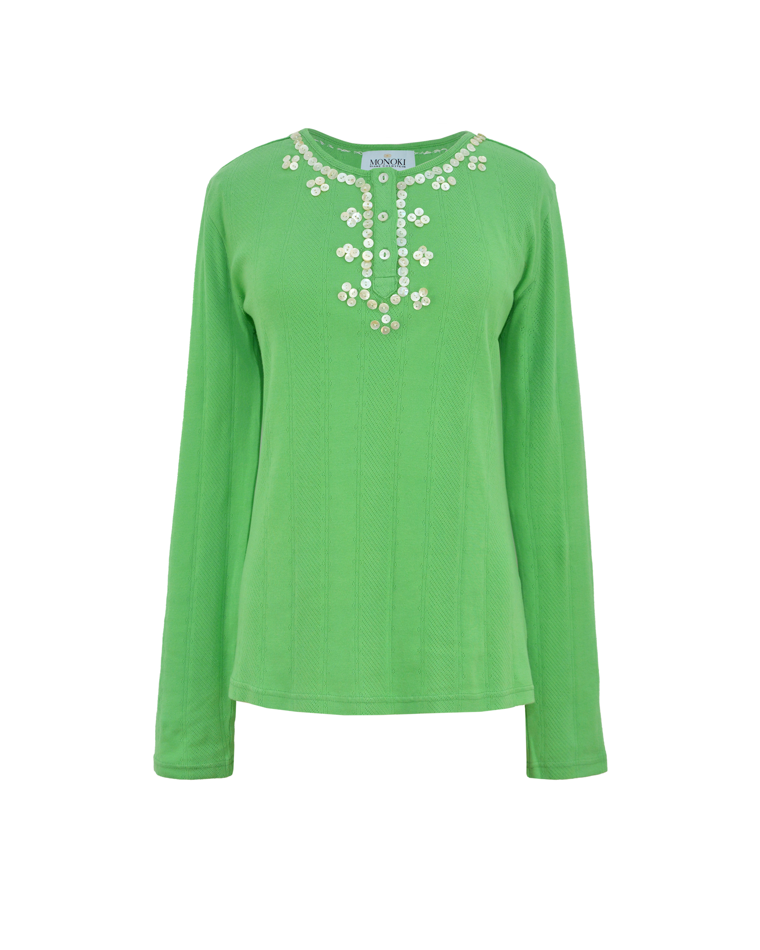 POINTELLE SKIN TEE - GREEN