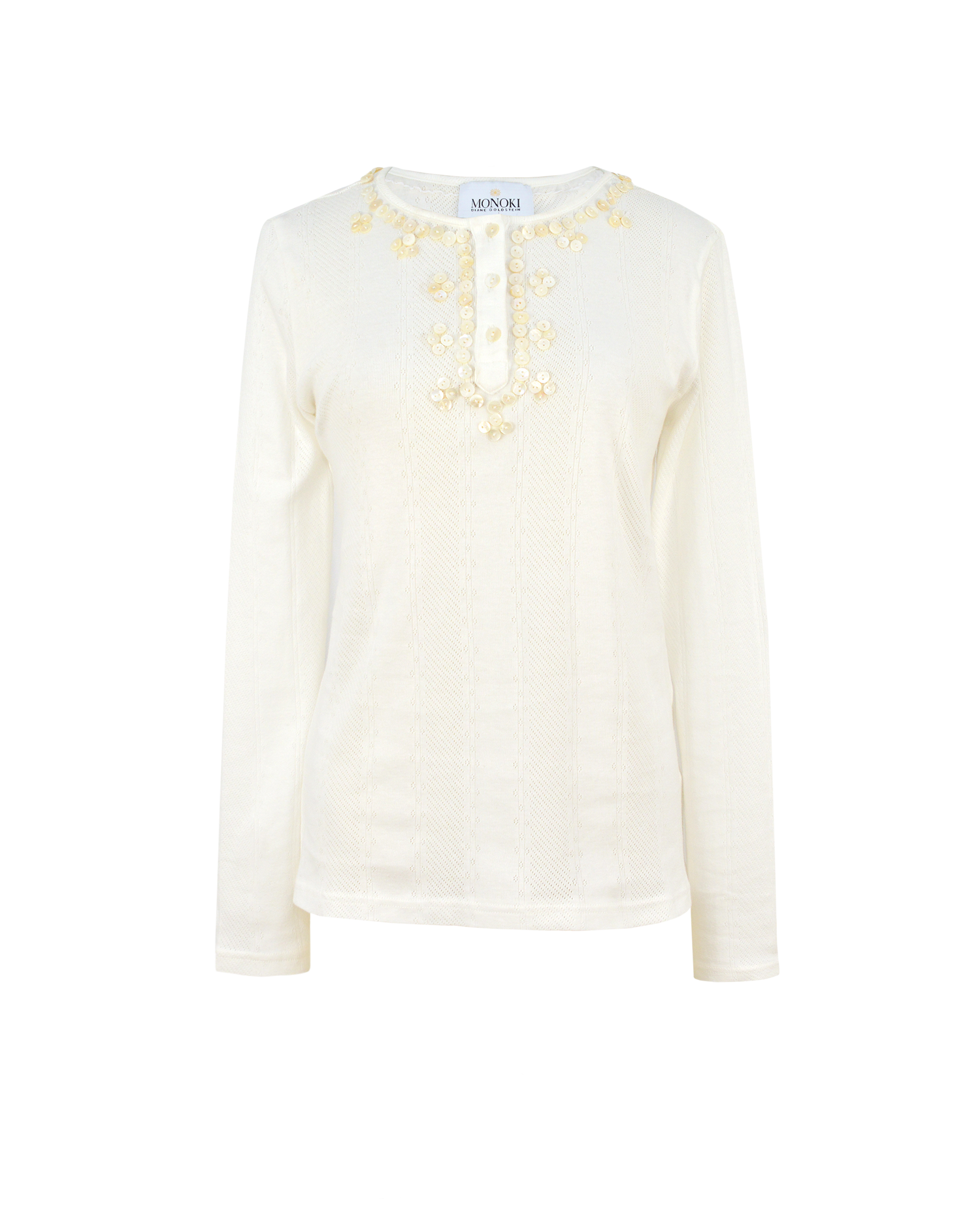 POINTELLE SKIN TEE - WHITE