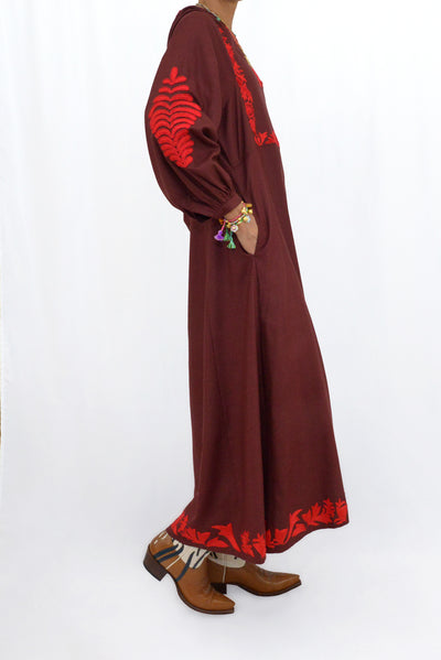 MACHA DRESS - BURGUNDY