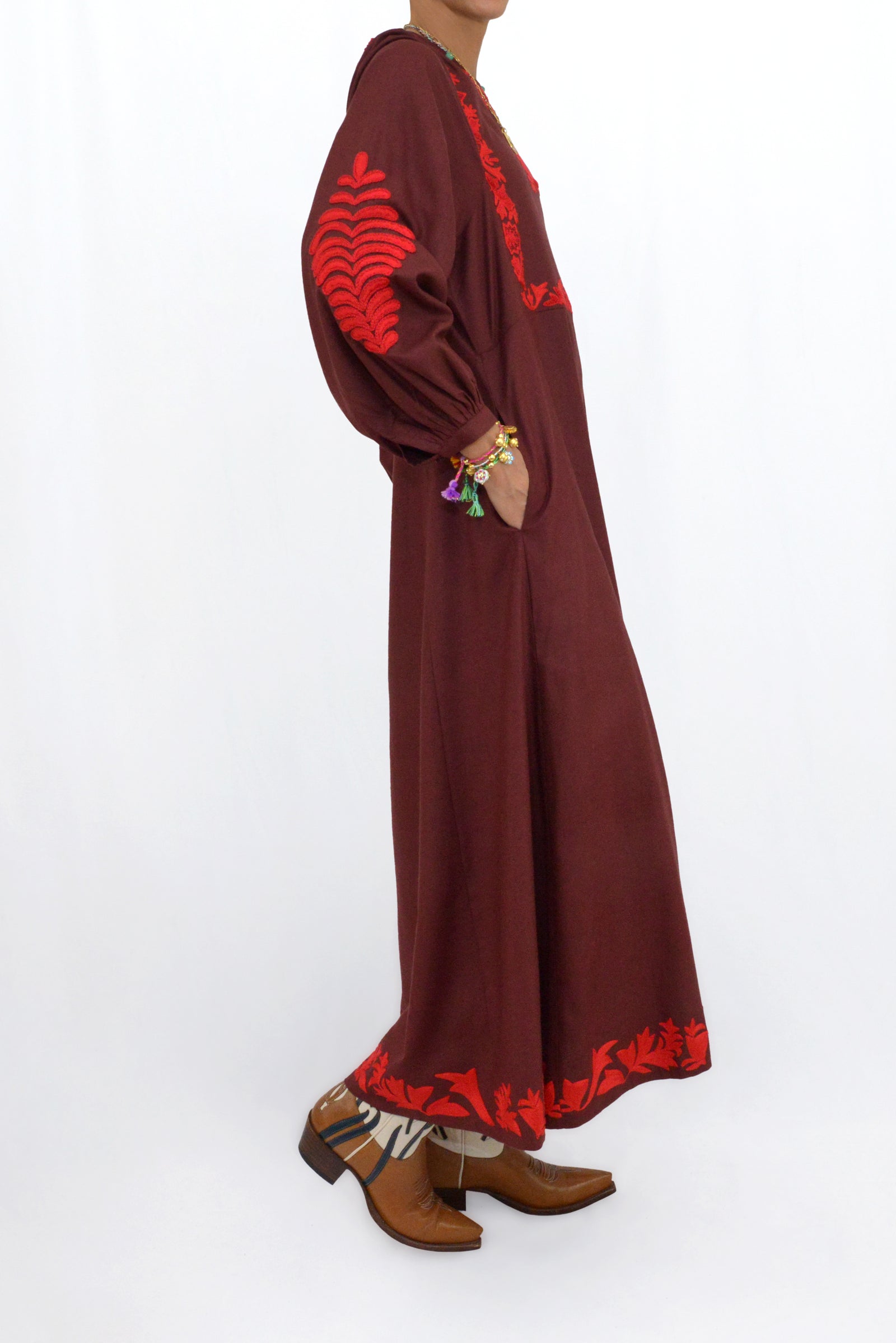 MACHA DRESS - BURGUNDY