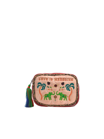 BABY POUCH LOVE IS MEDECINE - BABY PINK & RASPBERRY