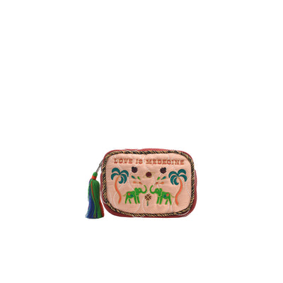 BABY POUCH LOVE IS MEDECINE - BABY PINK & RASPBERRY