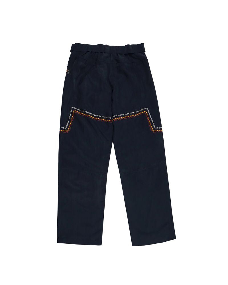 BHUTAN SILK NAVY PANTS