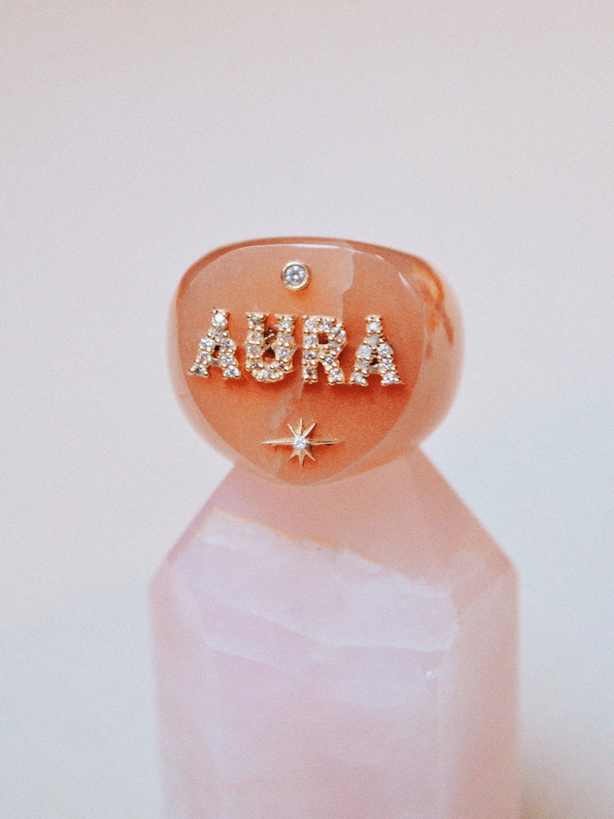 AURA RING - PEACH MOONSTONE