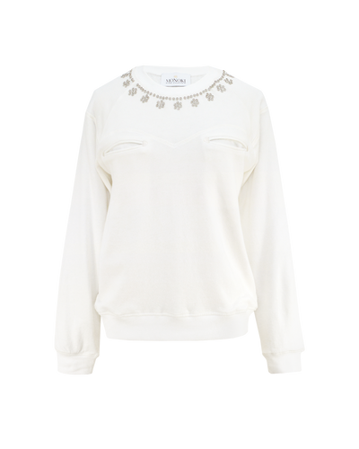 SNAP SWEATSHIRT - WHITE
